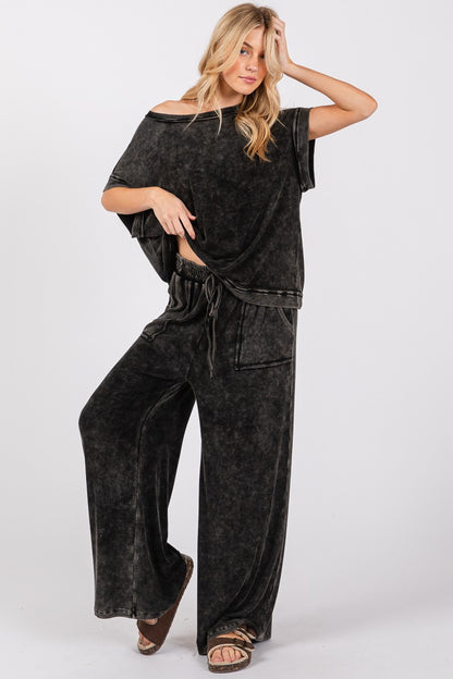 Mineral Washed Top & Pants Rib Sets