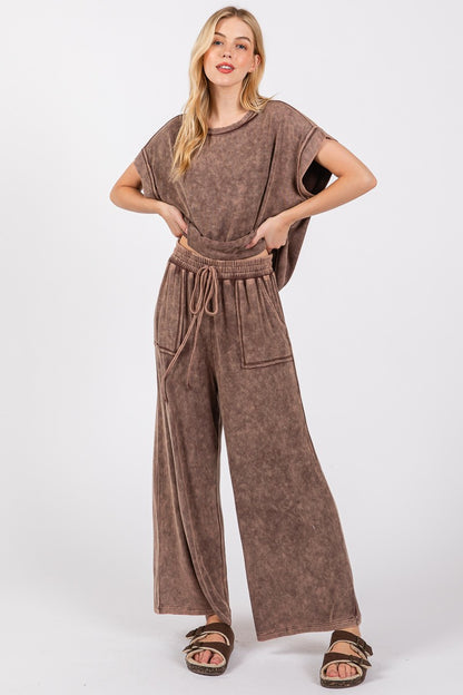 Mineral Washed Top & Pants Rib Sets