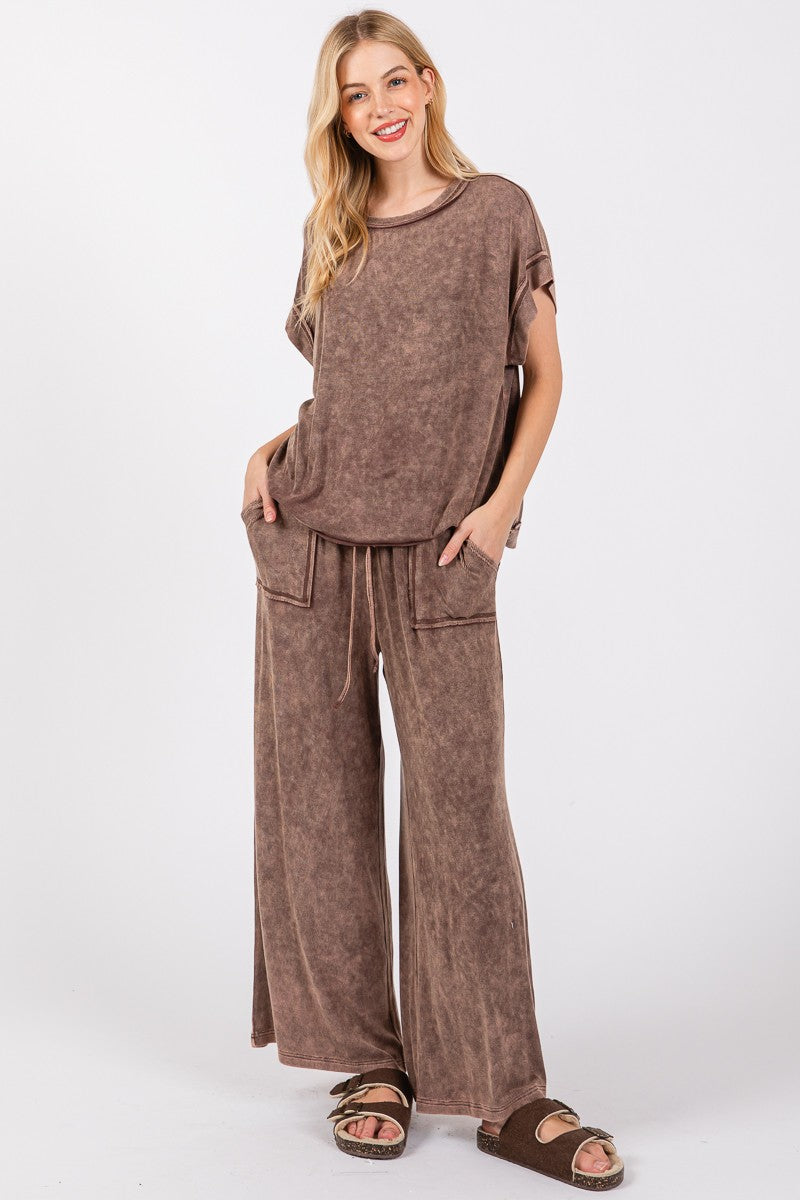 Mineral Washed Top & Pants Rib Sets