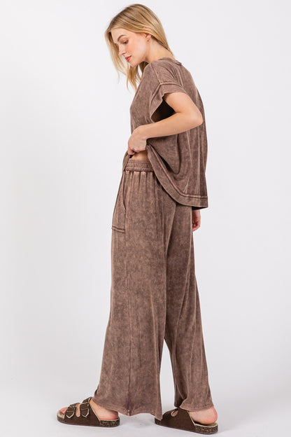 Mineral Washed Top & Pants Rib Sets